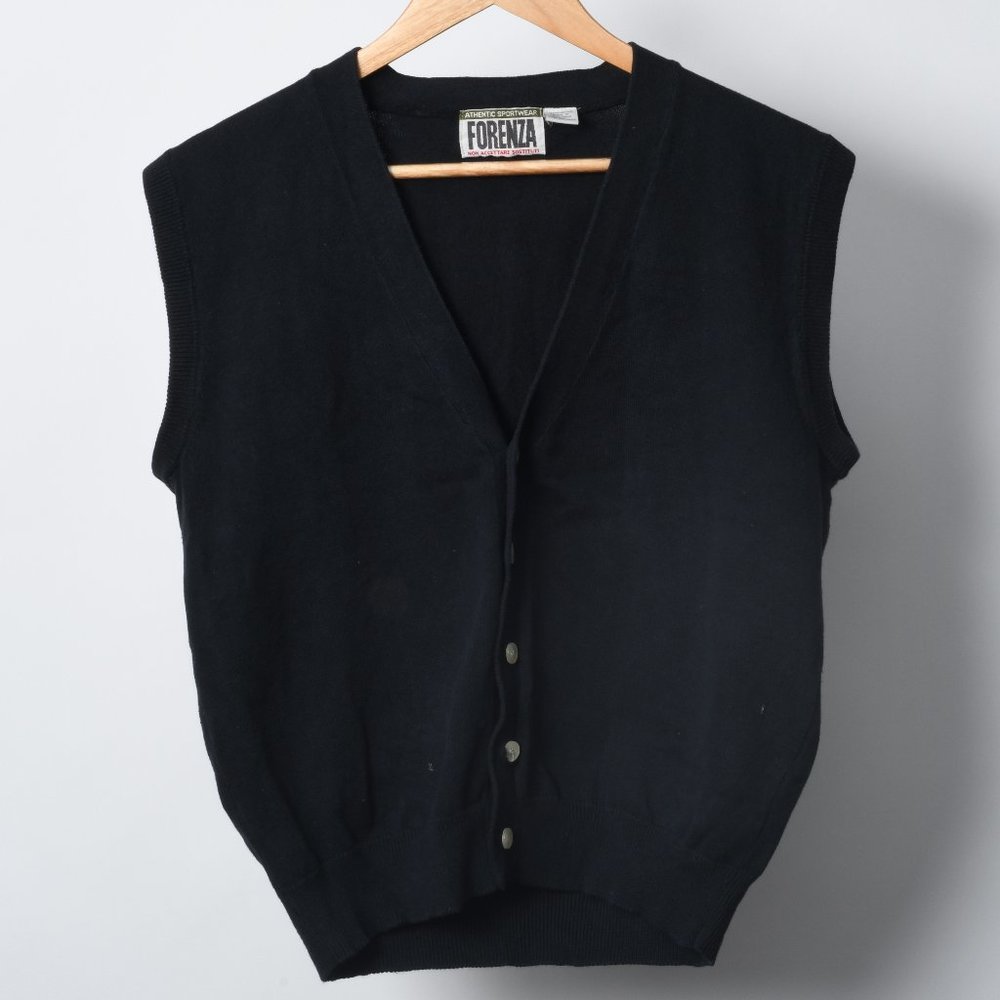 Vintage Cropped Black Knit Vest